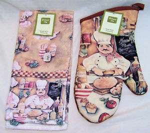 NEW GOURMET OLE FAT CHEF OVEN MIT & HAND TOWEL  