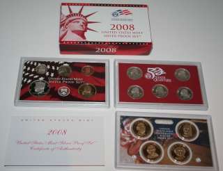 2008 S United States Mint Silver Proof Set 14 Piece Orig Box COA US 