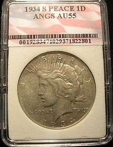 1934 S Peace Dollar AU, On  For This Collectible Coin 