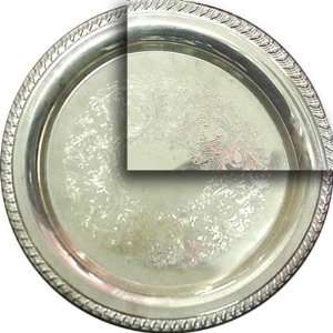  Stainless Steel Decorative Round Tray. Border & Inside Design 