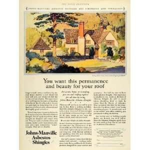1928 Ad La Farge Warren & Clark House Johns Manville Asbestos Shingles 
