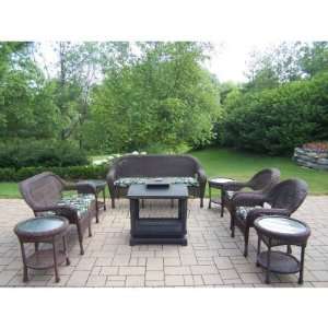 Oakland Living All Weather Wicker Conversation Set with Outdoor Fire 