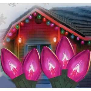   25 Transparent Pink C9 Christmas Lights Green Wire 25 Home & Kitchen