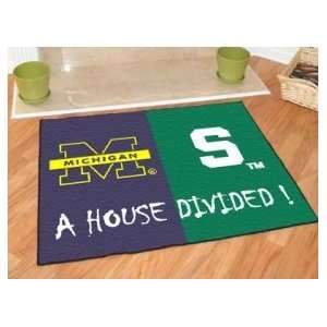 Michigan Wolverines House Divided Rug Mat:  Sports 