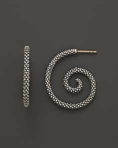 Lagos Sterling Silver Caviar Swirl Large Hoop Earrings