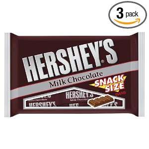 Hersheys Snack Size Bars, Milk Chocolate, 10.78 Ounce Packages (Pack 