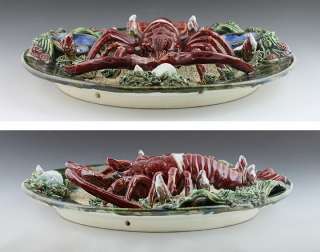 REALISTIC PORTUGUESE PALISSY MAJOLICA LOBSTER PLATE  