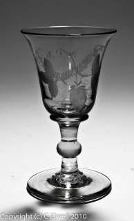 Set 4 Victorian Antique Etched Design Drinking Glasses  