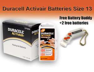   Hearing Aid Batteries Size 13 + Free Keychain/2 Extra Batteries  