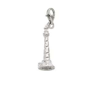   Cape Hatteras Lighthouse, NC Charm with Lobster Clasp, 14k White Gold