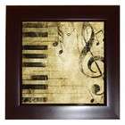Carsons Collectibles Framed Tile of Grunge Music with Piano Keys 
