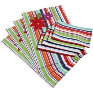  DII Carnival Flowers Table Linen Set, Stripe Placemat 