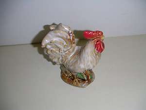Figurine Rooster Vintage Glazed Pottery  