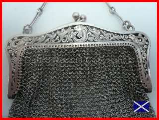 Stunning Fish Decorated Silver Chainmail Purse HM 1912  
