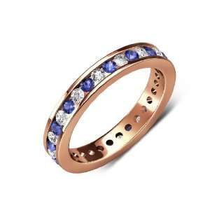  Blue Sapphire (AA+ Clarity,Blue Color) Channel Set Eternity Band in