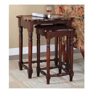  Powell Brown Cherry 2 Piece Nesting Table: Furniture 