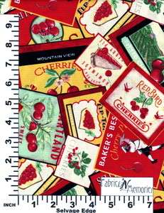 Cherry Labels Tossed Fabric F781  