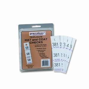  Numbered Three Part Perforated Paper Coat Room Checks, 1 1 