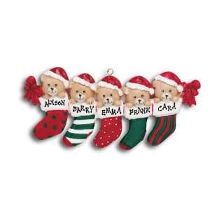 Personalized Ornament   Stocking Bears w/ 6 Names