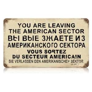   : American Sector Tin Metal Warning Sign Reproduction: Home & Kitchen