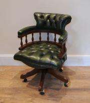 Leather Captains Tub Chair Swivel Office  