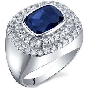 Extravagant Sparkle 3.00 Carats Blue Sapphire Ring in Sterling Silver 