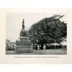   Barbados Statue Nelson Memorial   Original Halftone Print Home