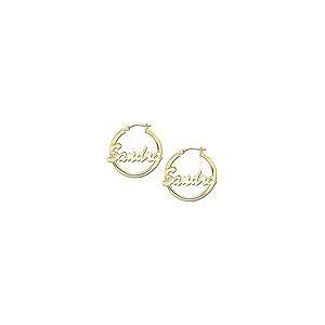 ZALES 14K Gold Script Name Hoop Earrings gold pendants 