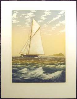 John McNulty Fresh Breeze Signed Fine Art aquatint etching boat 