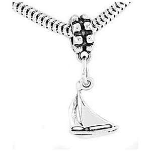  Sterling Silver Sail Boat Dangle Bead Charm Jewelry