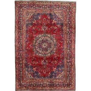  66 x 97 Red Persian Hand Knotted Wool Mashad Rug 