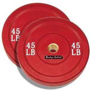    Body Solid Red Bumper Plates   45lb. Pair