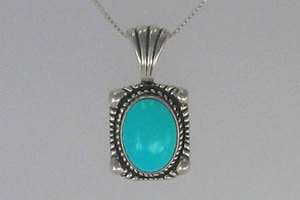 Sterling Silver TURQUOISE CABOCHON NECKLACE  