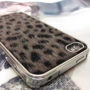 Luxury Designer Leopard Fur Chrome Case Back Cover for Apple iPhone 4 