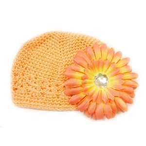   Fits 0   9 Months With a 4 Peach Gerbera Daisy Flower Hair Clip: Baby