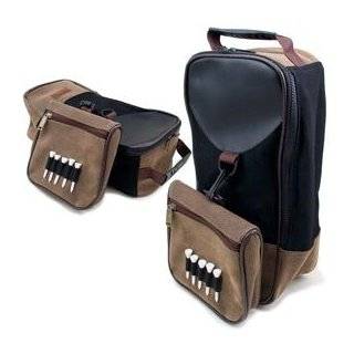  Deluxe Leather Golf Shoe Bag with Mesh & Tee Holder 