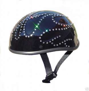 Voss Black Rhinestone Flame Motorcycle Novelty Helmet  