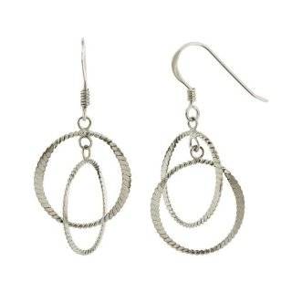   Sterling Silver Wavy Design French Ear Wire Hook Dangle Earrings
