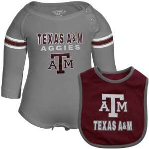   Aggies Infant Bleacher Creeper & Bib Set   Gray