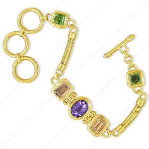   Gold Plated Amethyst Citrine Peridot Bracelet Artisan Jewelry Jewelry