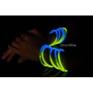   BI COLORED BLUE/YELLOW Glow Bracelets with FREEBIES: Toys & Games