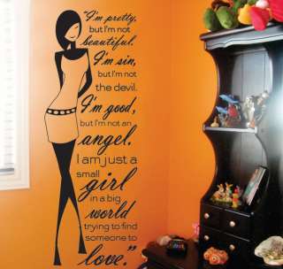   Mural MARILYN MONROE Quote Decal * GIRL * LOVE * ANGEL * WORLD  