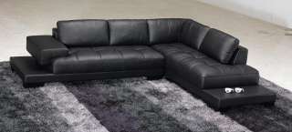   Black Sectional Leather Sofa Couch Modern by Tosh Furniture  
