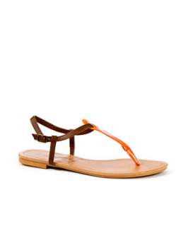 Bright Orange (Orange) Contrast Patent Sandals  243459682  New Look