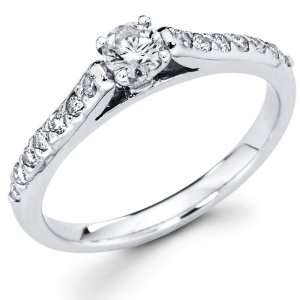 Pave Set 14K Diamond Engagement Ring (0.50 ctw)