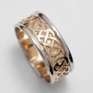 Gents 14k Gold Irish Made Celtic Wedding Band Ring  