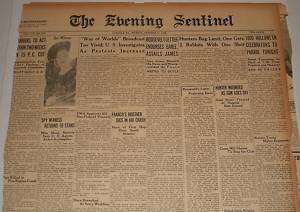 Newspaper Oct 31, 1938 * War Of The Worlds Orson Welles  