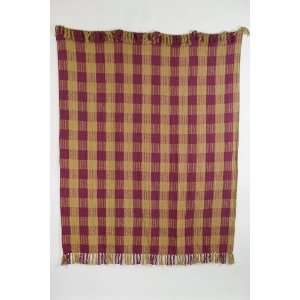   Burgundy & Tan 50x60 Woven Throw Quilt Throw Blanket: Home & Kitchen