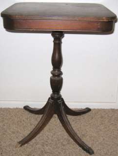 Vintage 18X18X24 Red Wood Pedestal End Table  