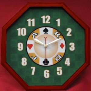  13x13 Octagon Casino Wall Clock Cherry 